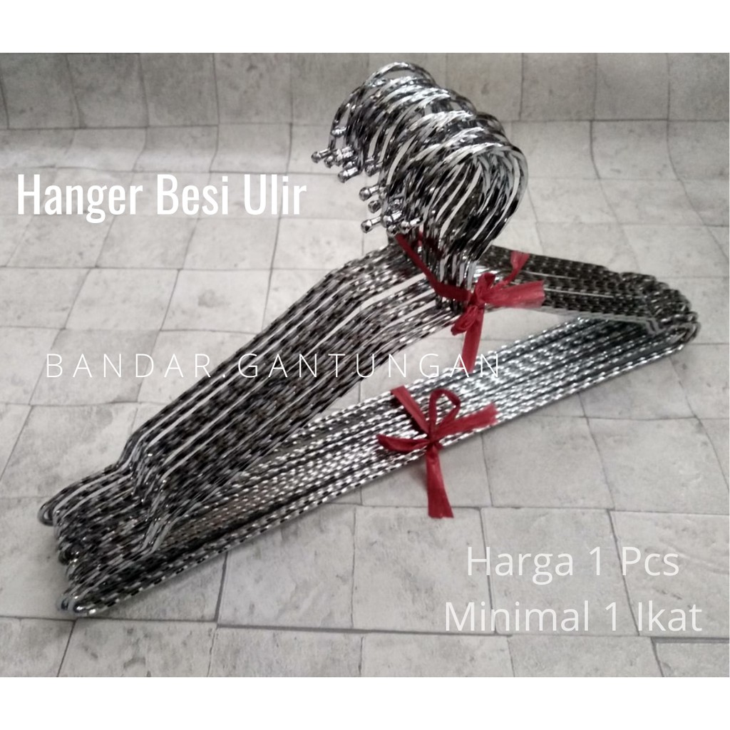 Hanger Besi Ulir Gantungan Baju Ulir Besi Tebal Gantungan Baju Dewasa Warna Silver Atau Croom - Bh