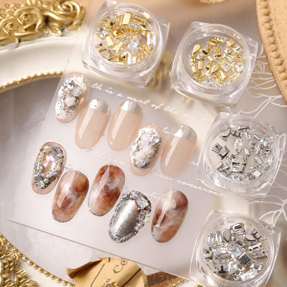 AUGUSTINA Augustina Nail Art Zirkon Perhiasan Pesona Berlian Datar Super Flash Perak Cakar DIY Ornamen