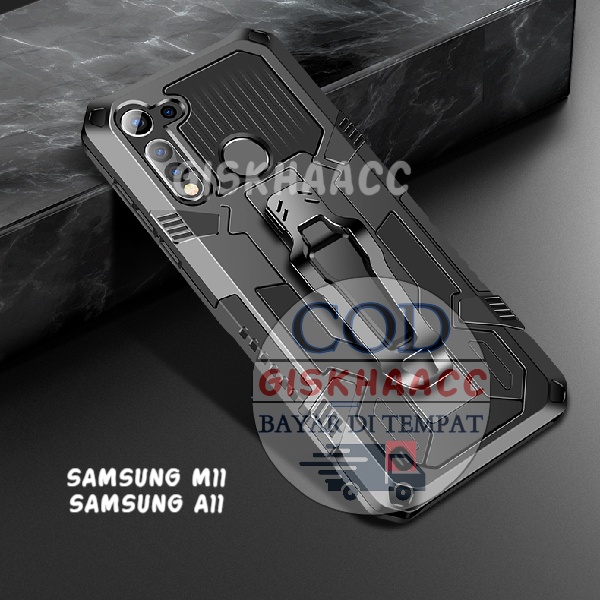 CASE SAMSUNG A11 - SAMSUNG M11 CASING STANDING ICRISTAL BACK KLIP HARDCASE HP ROBOT NEW COVER