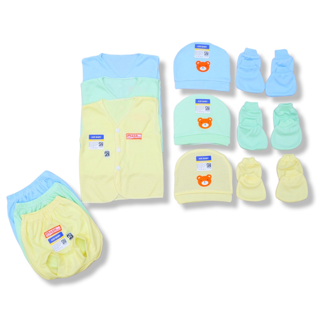 ASR BABY - Set Setelan Baju Bayi Topi Kupluk Sarung Tangan Kaki SNI