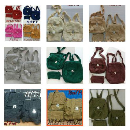 Tas RAJUT WANITA  3in1 tas ransel wanita satu set tas sekolah