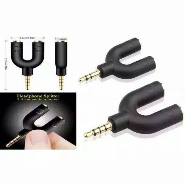 Audio Splitter U shape male to dual female Jack 3.5 mm