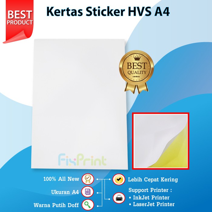 

Kertas Stiker HVS A4 HVS Label Paper Stiker Doff Premium Quality Lembaran