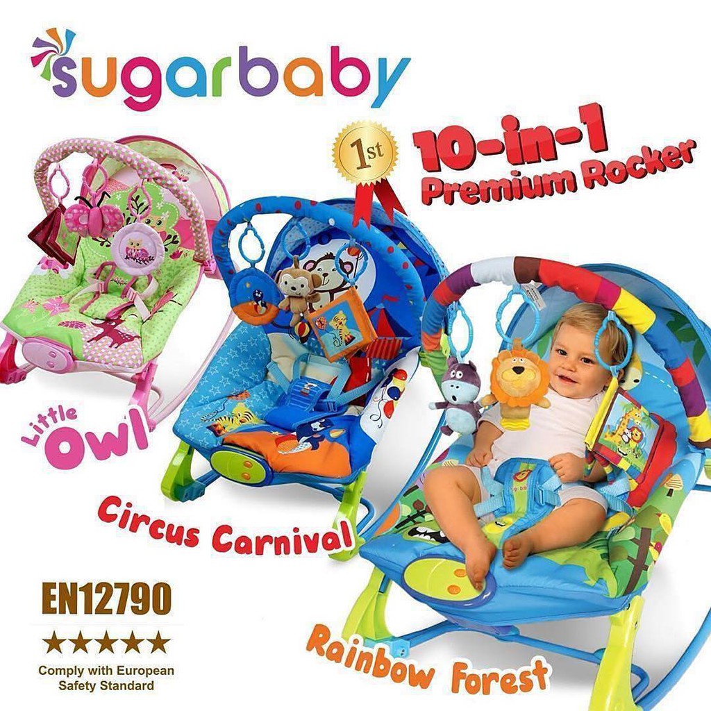 Sugar Baby 10 in 1 Premium Rocker Bouncer Extra Large Seat Rocking Chair Ayunan Kursi Goyang Bayi Bouncher Original Sugarbaby