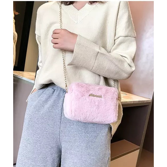 Abraar Kadabra Tas selempang wanita lucu Bahan bulu michele Tas Import Slingbag Terbaru AR33T