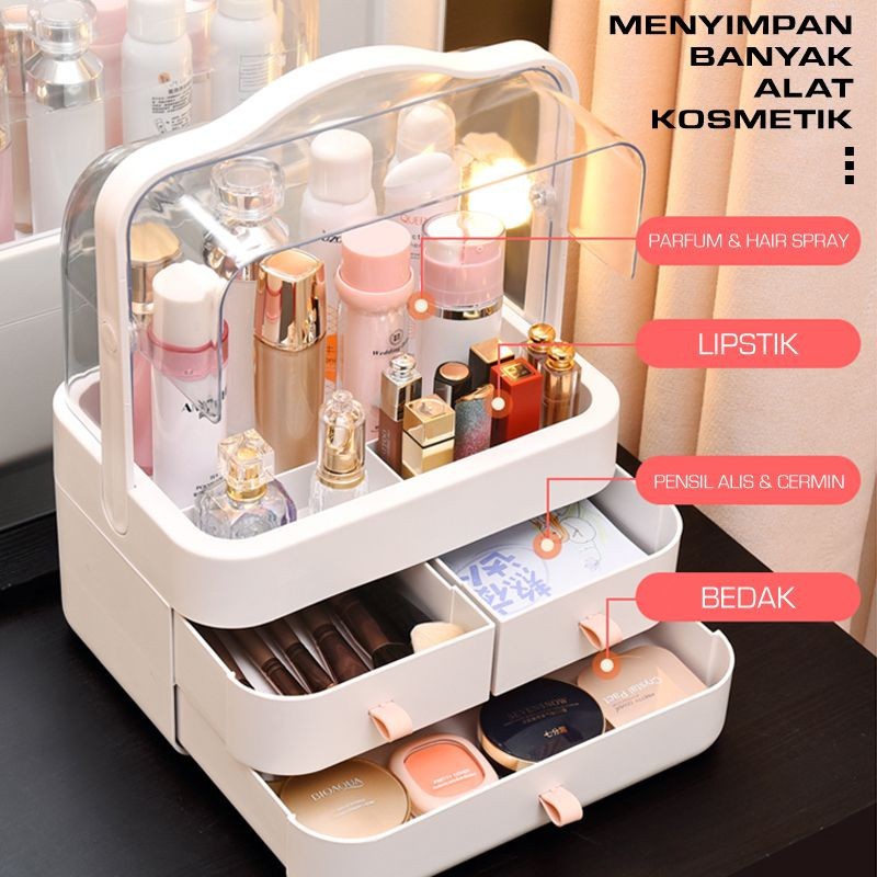 Rak Kosmetik Kotak Makeup Storage Organizer Tempat Penyimpanan D21 - Putih