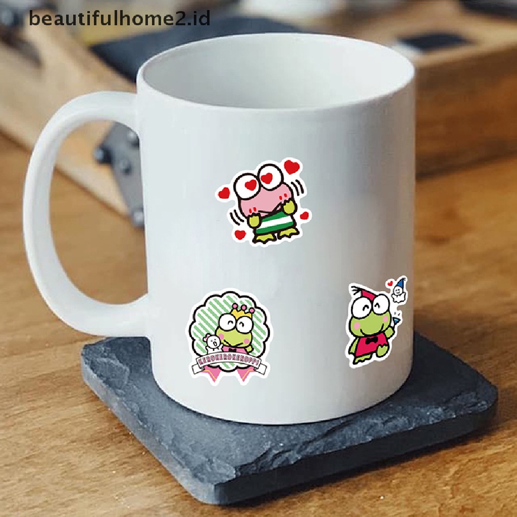 (Beautifulhome2.Id) 50pcs Stiker Motif Anime Kero Keroppi Untuk Dekorasi Buku Diary / Scrapbook / Handphone / Laptop