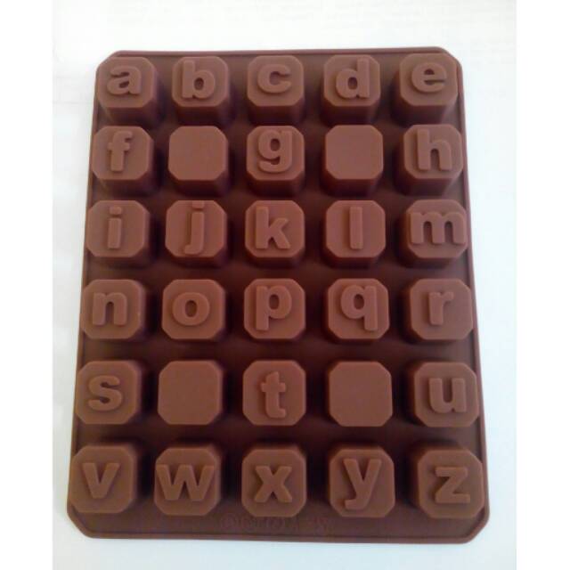 Cetakan coklat/ puding silikon huruf kecil blok