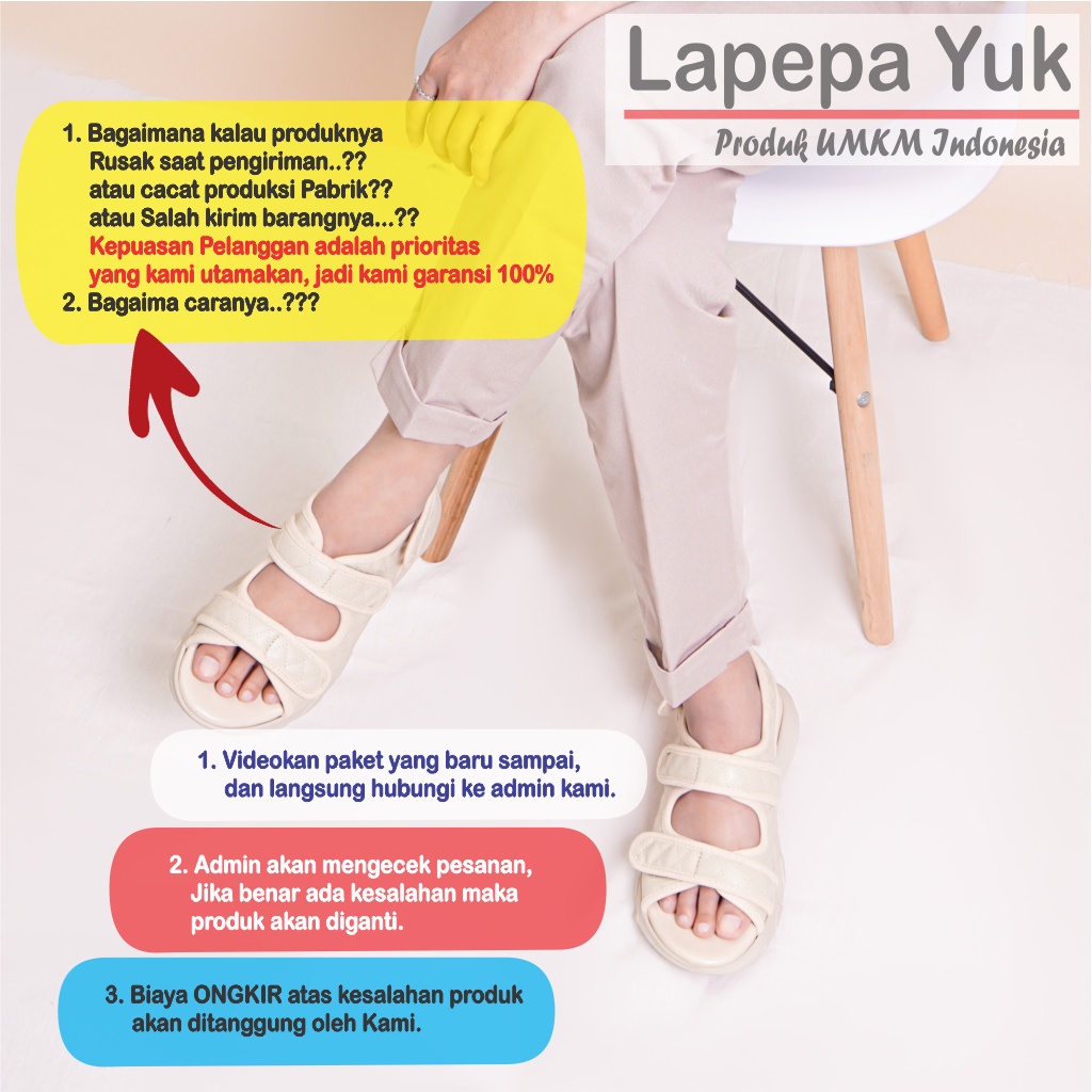 LAPEPA YUK -  Sepatu Sandal Wanita Casual Wedges ZAHRA Model Ban dua Strap Tali belakang Hak Tinggi Sole 4 cm Sendal Gunung Gladiator Korean Style Kasual Size 36 37 38 39 40 Warna Cream Krem Soft Terbaru Shoes Ori Original Mall Official Store