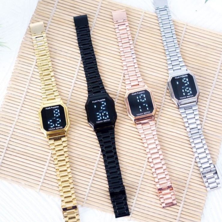 (Cod)Jam Tangan Wanita Hushpuppies Kota Touch Scren Strap Rantai/Stell(Dikirim Jakarta)