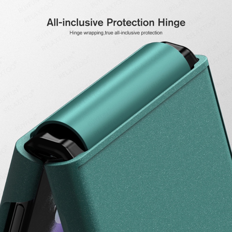 Casing Hard Case Shockproof Warna Matte Dengan Engsel Lipat Untuk Samsung Galaxy Z Flip 4 3