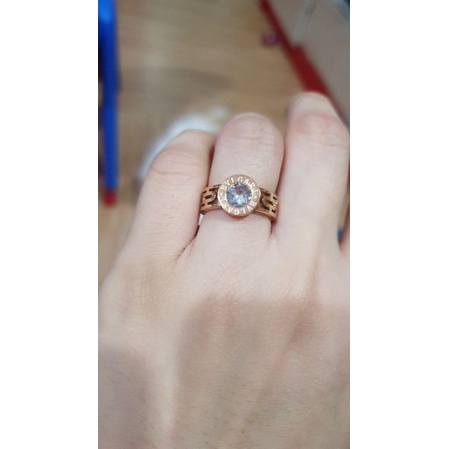 Cincin Titanium Asli Rosegold Mata kilau mirip emas asli Premium Quality Anti karat anti alergi Size 6 7 8 9 Ring Stainless steel Rosegold Ct046