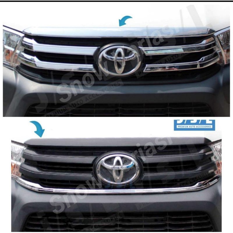 List Kap Mesin Mobil All New Hilux 2016 2018 2020 Hood Molding Hitam Chrome