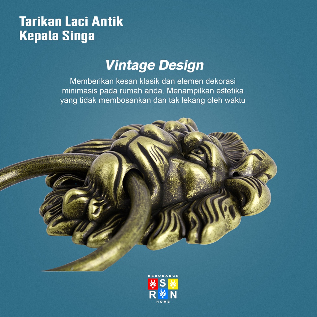 Tarikan Laci Antik Vintage Model Kepala Singa / Antique Drawer Handle Resonance Home