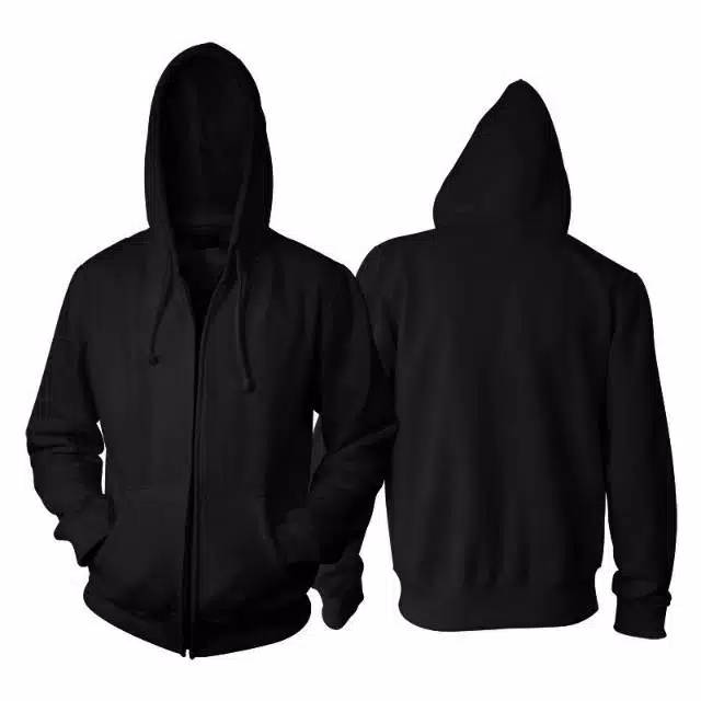 Jaket Polos Hitam Hodie Zipper