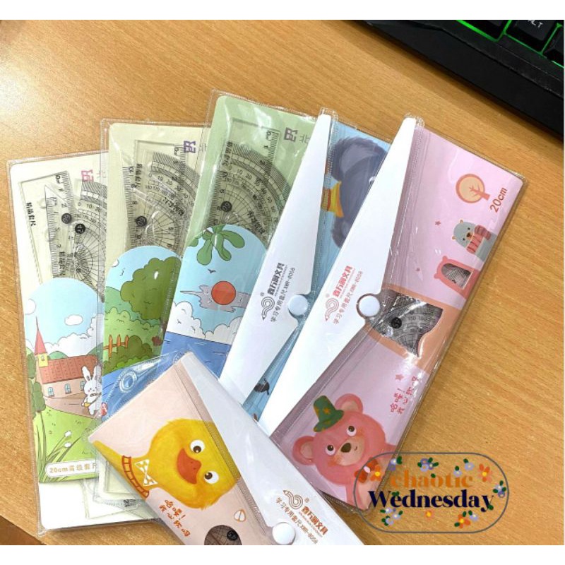 

Penggaris/Mistar set anak cute lengkap dengan busur dan penggaris segitiga 20cm