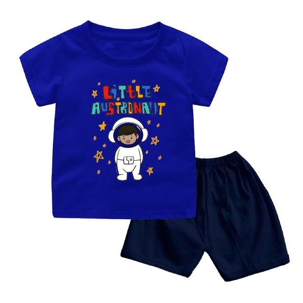 Setelan Bayi &amp; Anak Kaos Little Astronot Untuk Usia 6 Bulan-8 Tahun Bahan Katun Combed 30s