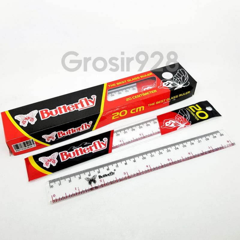 

Penggaris Plastik / Glass Ruler / Garisan Plastik Mika Butterfly 20 cm