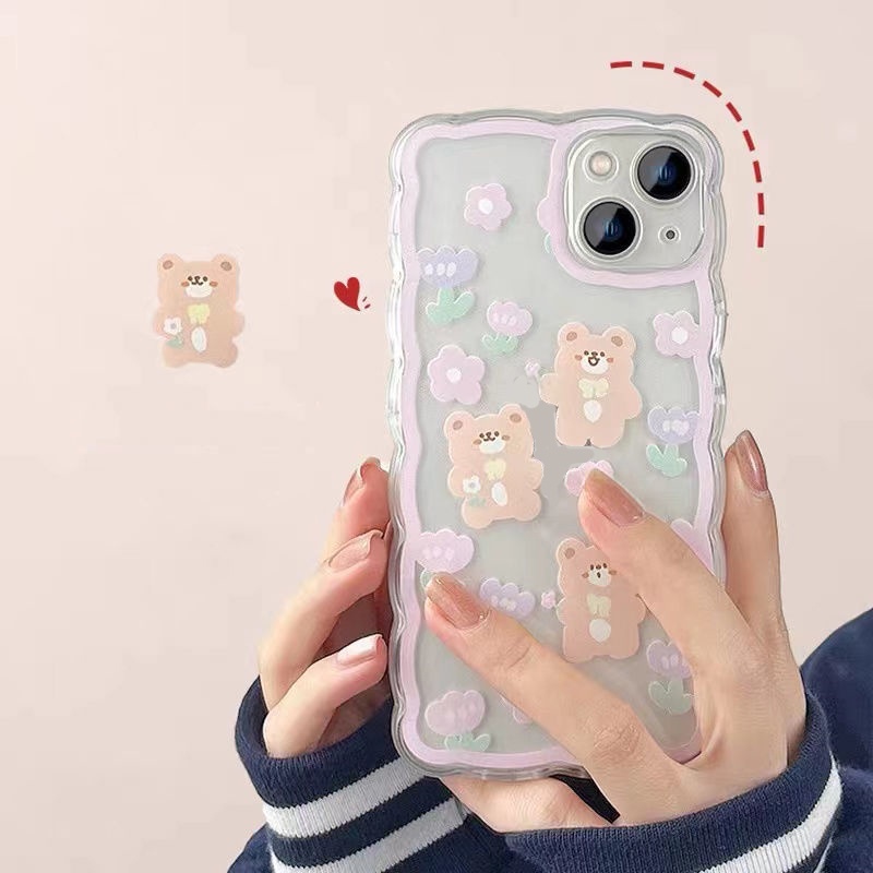 Soft Case Silikon TPU Transparan Motif Beruang Untuk IPhone 13 12 Mini 11 10 Pro XS Max X XR 8 7 6 6S Plus SE 2020