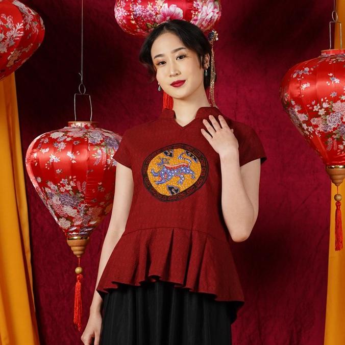 NONA RARA-Serenity Tulis CNY T1270,Baju atasan batik wanita modern