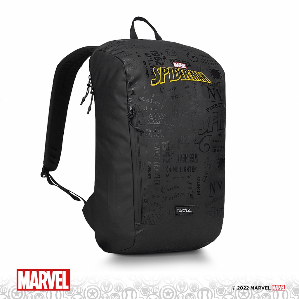 TORCH Depok Spider-Man 1 Yellow Typography Backpack Kazo 19 Liter Black