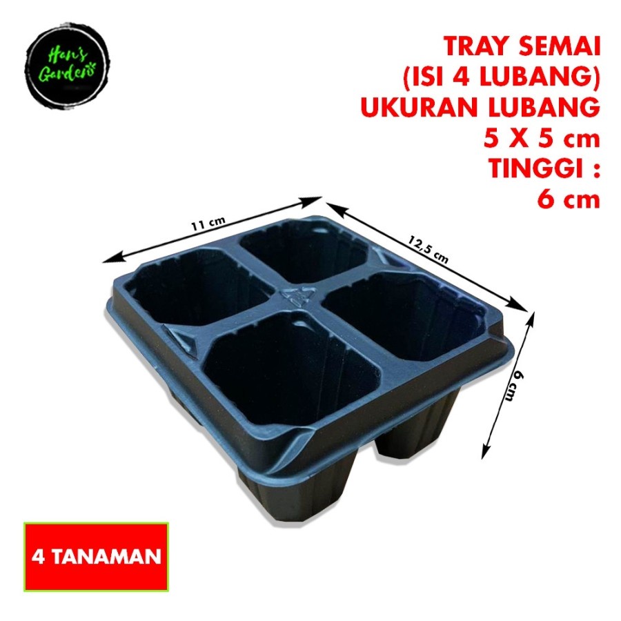 Tray semai pot tray penyemaian bibit tanaman 4 lubang 5 x 5 cm