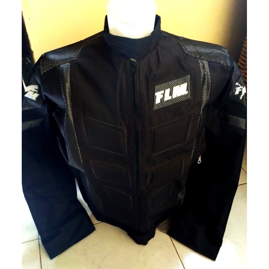 Jaket Harian Protektor Motor Touring FLM, Hitam, POLOS Tebal windproof