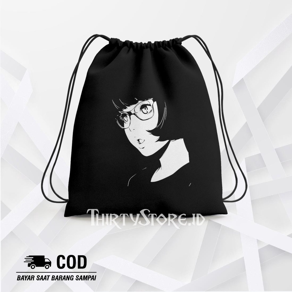 Tas Serut String Bag Glasses Girl - Drawstring Bag Waterproof | Thirty Store.Id