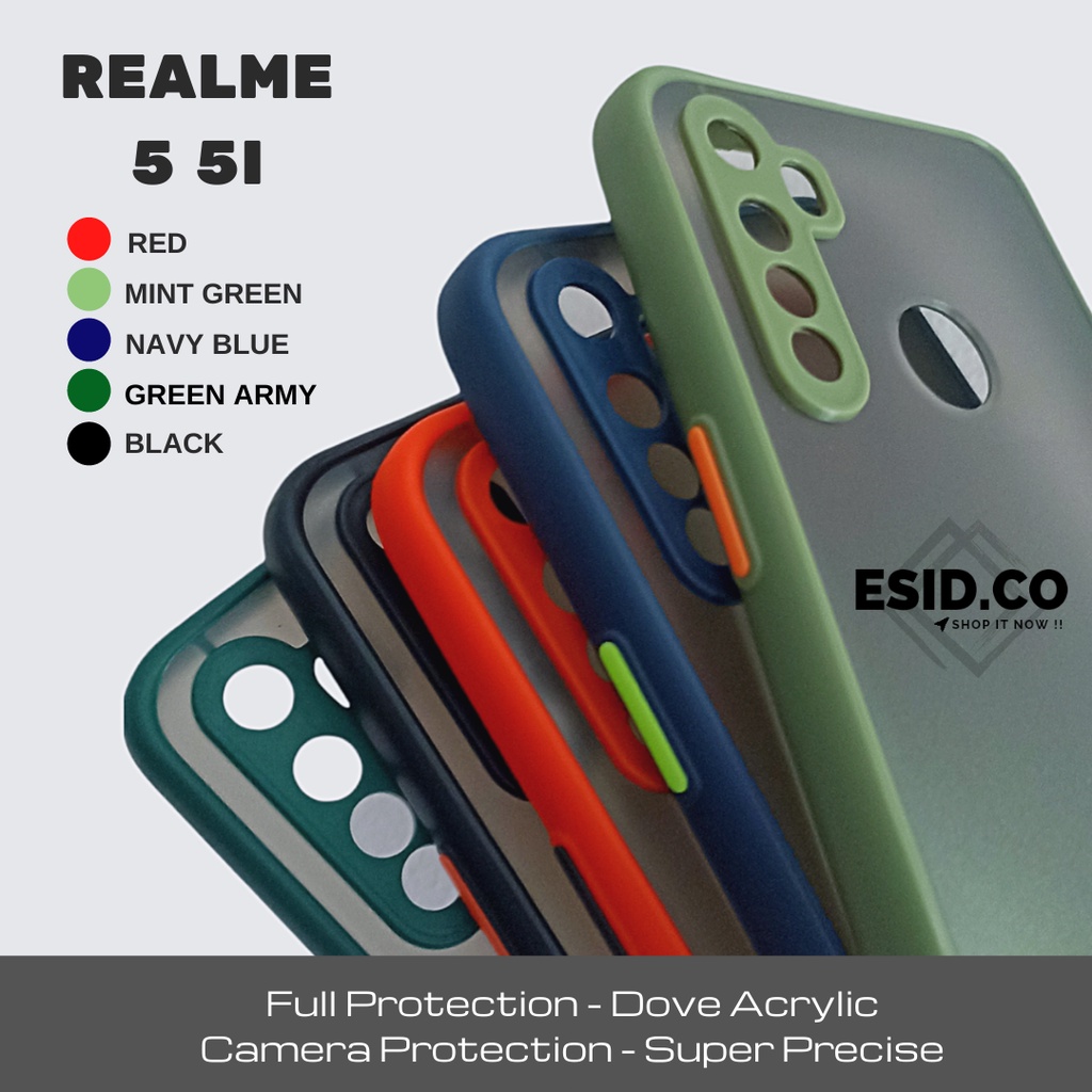 Case Realme 5i 5 pro C3 Camera Protection Frosted Acrylic Dove Matte