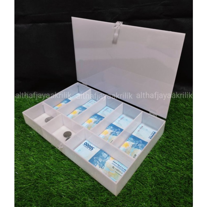 kotak uang acrylic / tempat penyimpanan meja kasir