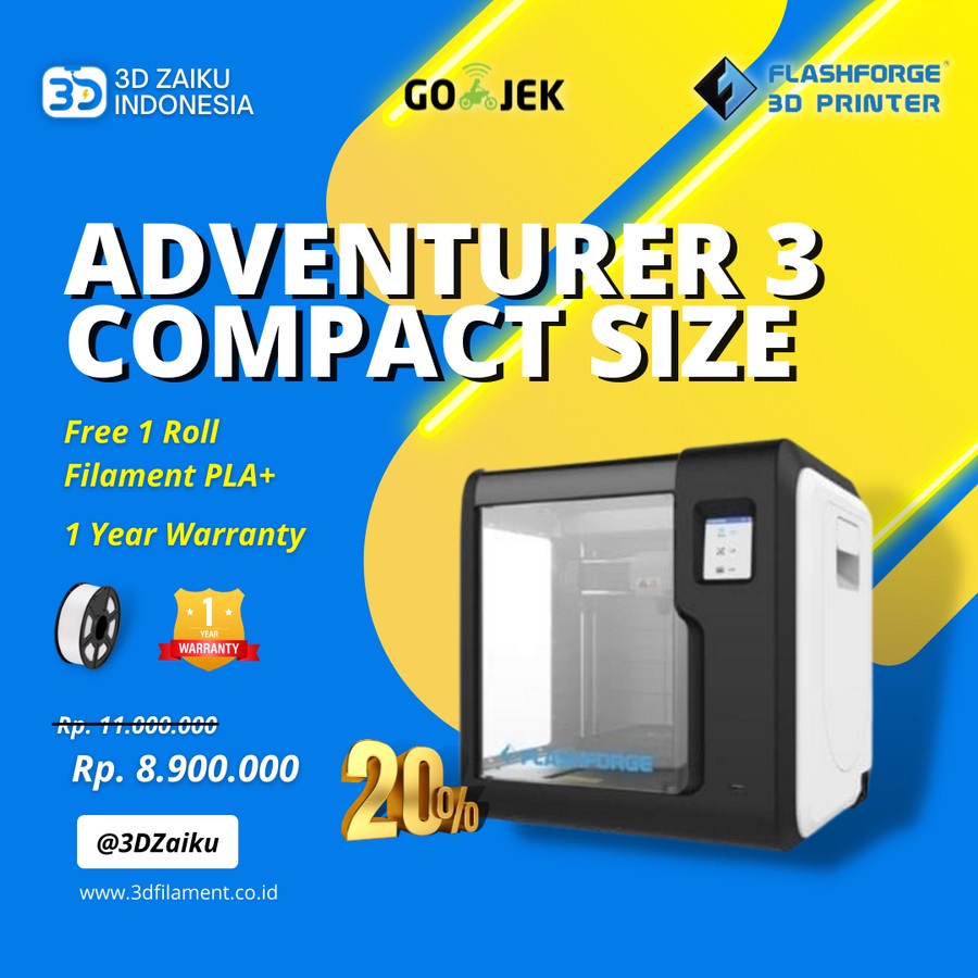 3D Printer Flashforge Adventurer 3 Compact Size for School University