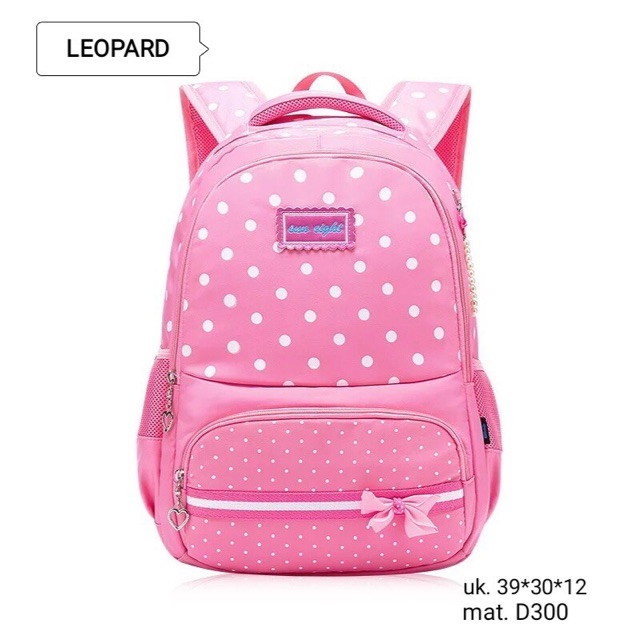 Tas ransel motif polkadot pita / new backpack leo pard