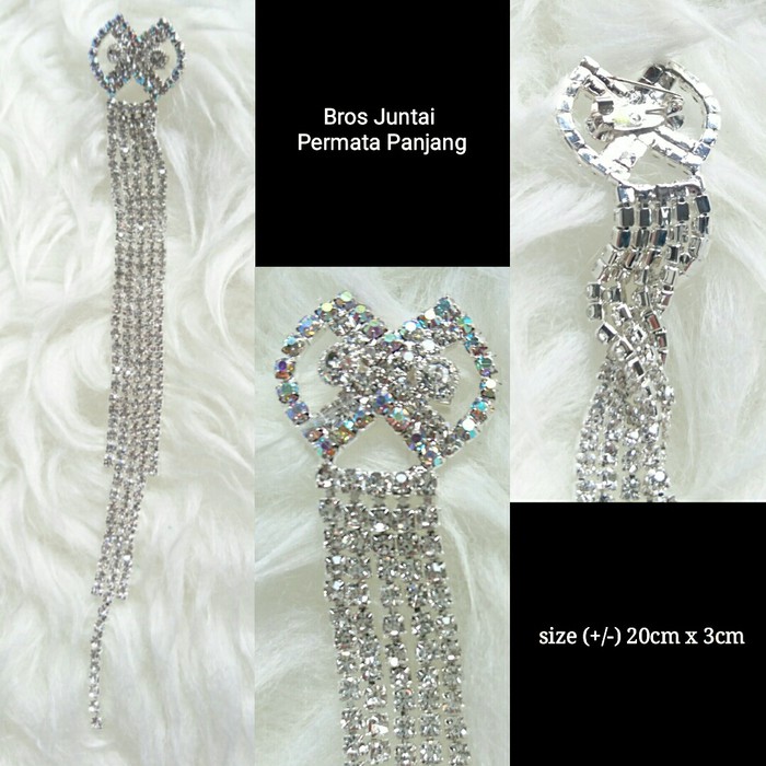 Bros Juntai Mewah Panjang Lurus Aksesoris Jilbab Segiempat Pasmina