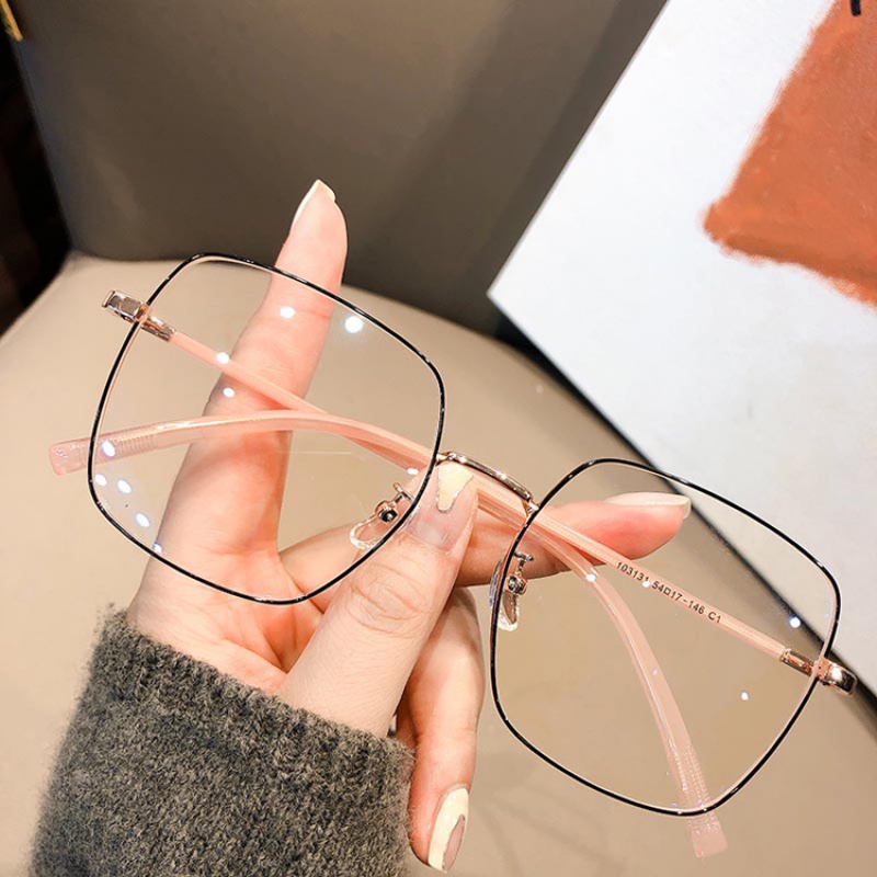 Metal Oversized Eyeglasses for Women Square Frames Fashion Candy Color