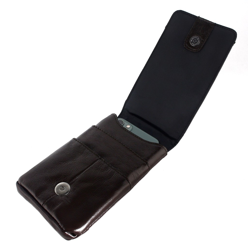 TOKOKOE - Dompet Sarung HP Handphone - Bahan Kulit Sapi Asli - Clinford 218 Coklat