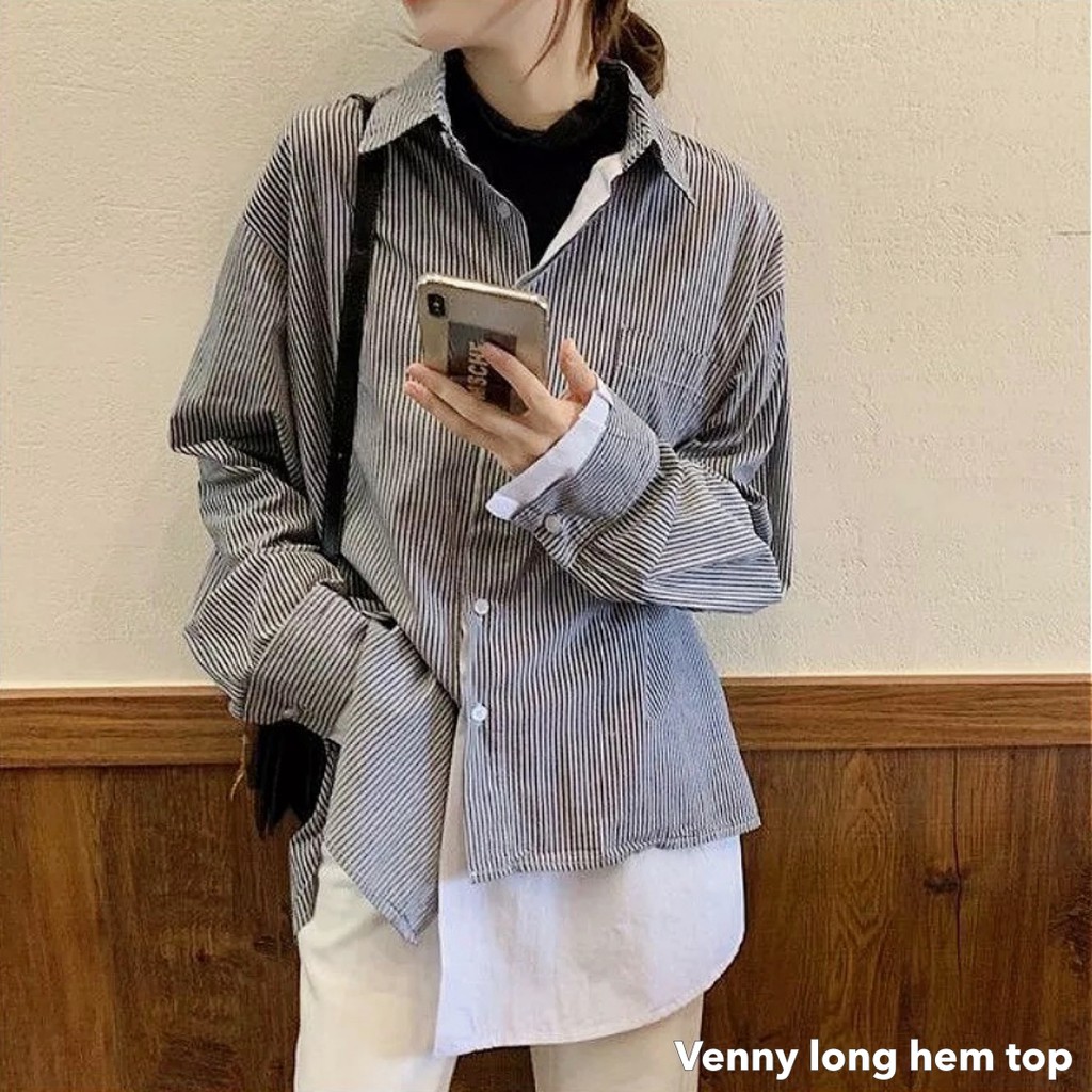 Venny long hem top -Thejanclothes