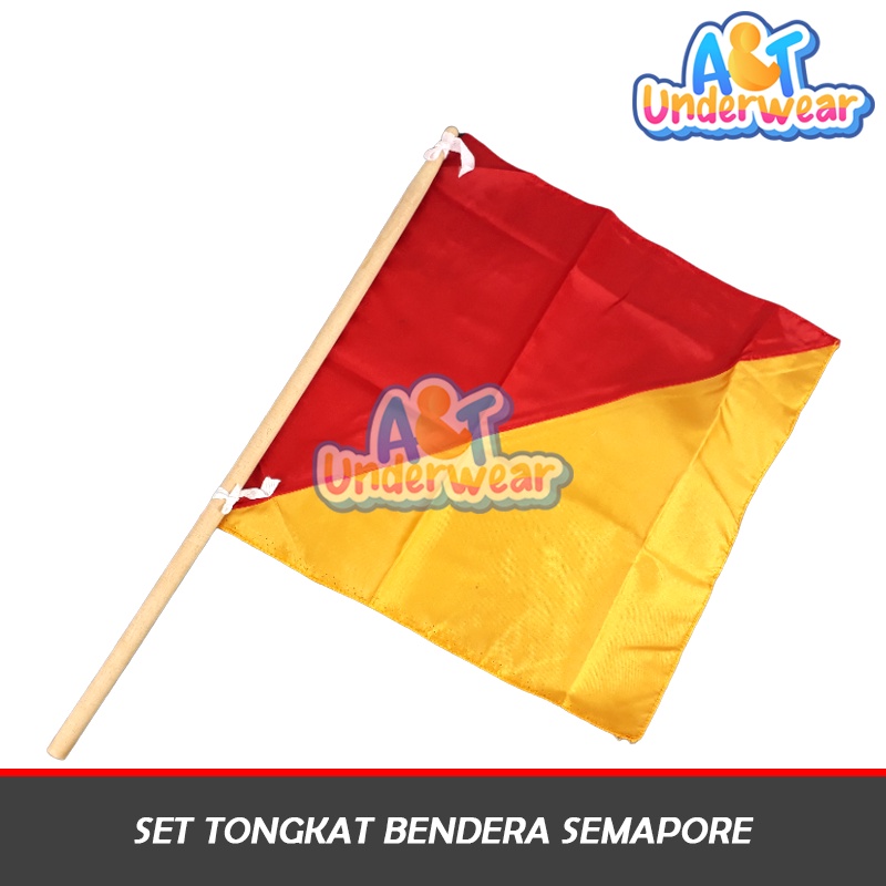 AT360-Set Tongkat Bendera Semapor Pramuka/Bendera semapur/Bendera Merah Kuning