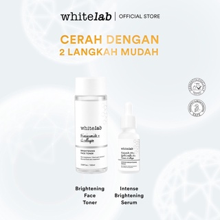 Image of Whitelab Brightening Face Serum + Niacinamide 10% & Brightening Toner - Pencerah, Pemutih, Wajah Dengan Niacinamide, Hyaluronic, Collagen [BPOM]