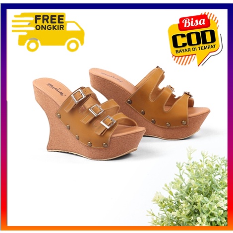 Sandal wedges wanita terbaru 2022 lebaran ukuran 36 37 38 39 40/Sandal wedges wanita 13 cm/Sandal we