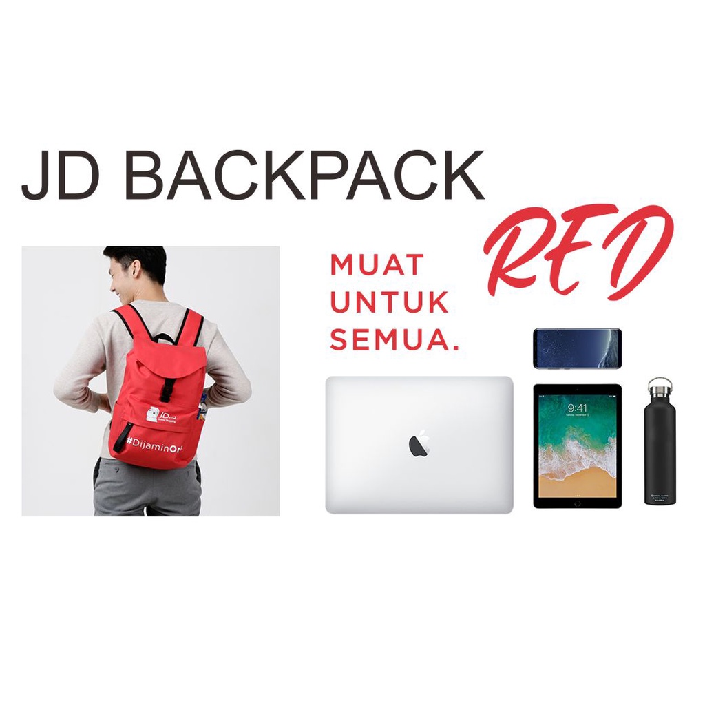 Tas Travel Ransel Laptop JD Red Joy BackPack Sekolah