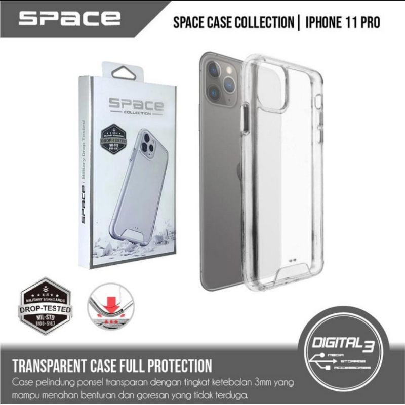 Military Case Space Iphone 11 6.1 / 11 Pro 5.8 / 11 Pro Max 6.5 Clear Casing Cover - UA