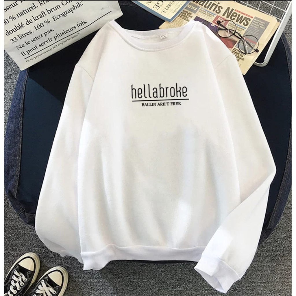 HELLABROKE SWEATER FLEECE UNISEX TEBAL TERBARU'