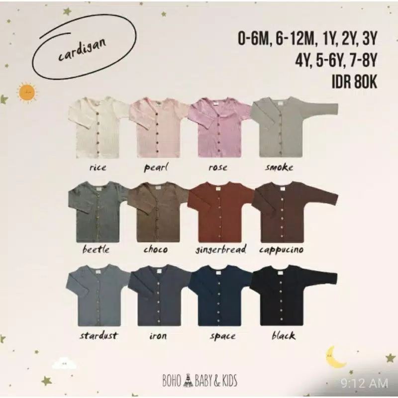 Bohobaby Cardigan New Colour 0 - 7 Y