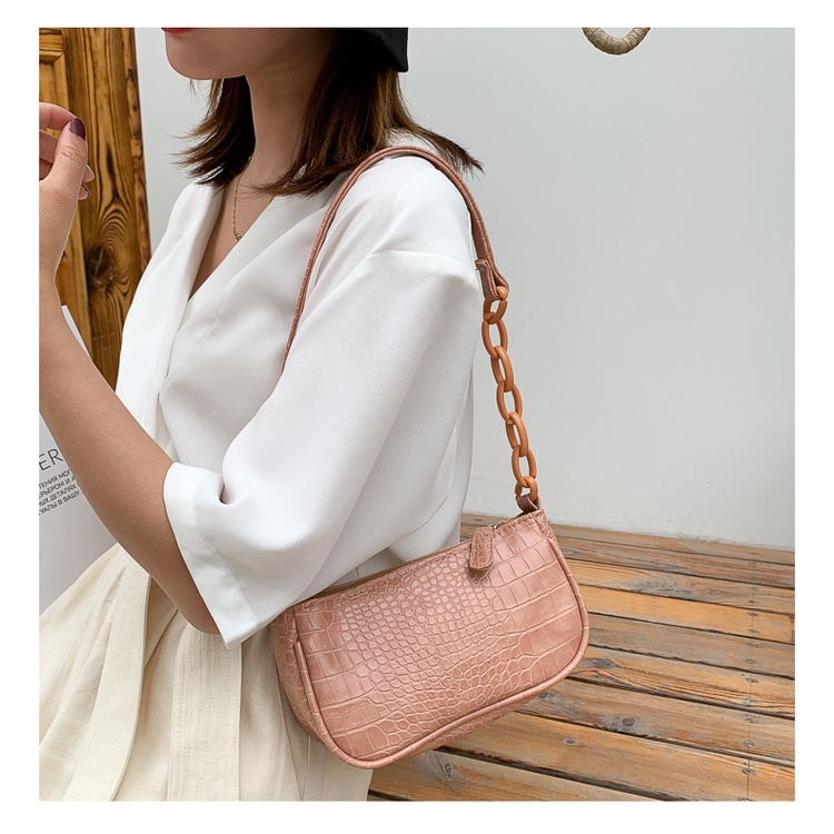 TAS WANITA KECIL MINI SHOULDER KULIT CROCO CANGKLONG HAND BAG PESTA IMPORT MURAH LINZI FASHION ABG BATAM BAG KOREA