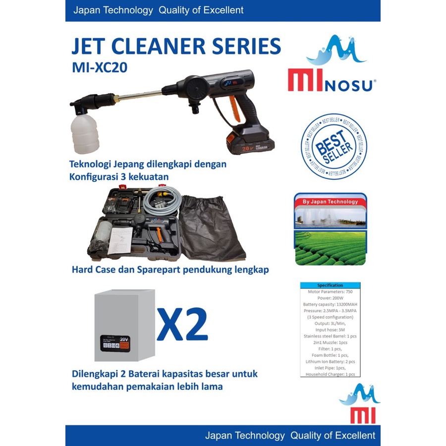 MAXPUMP PRESSURE MI-20 Jet Cleaner Mesin Cuci Steam Mobil dan Motor High Pressure Cordless 200Watt JET CLEANER