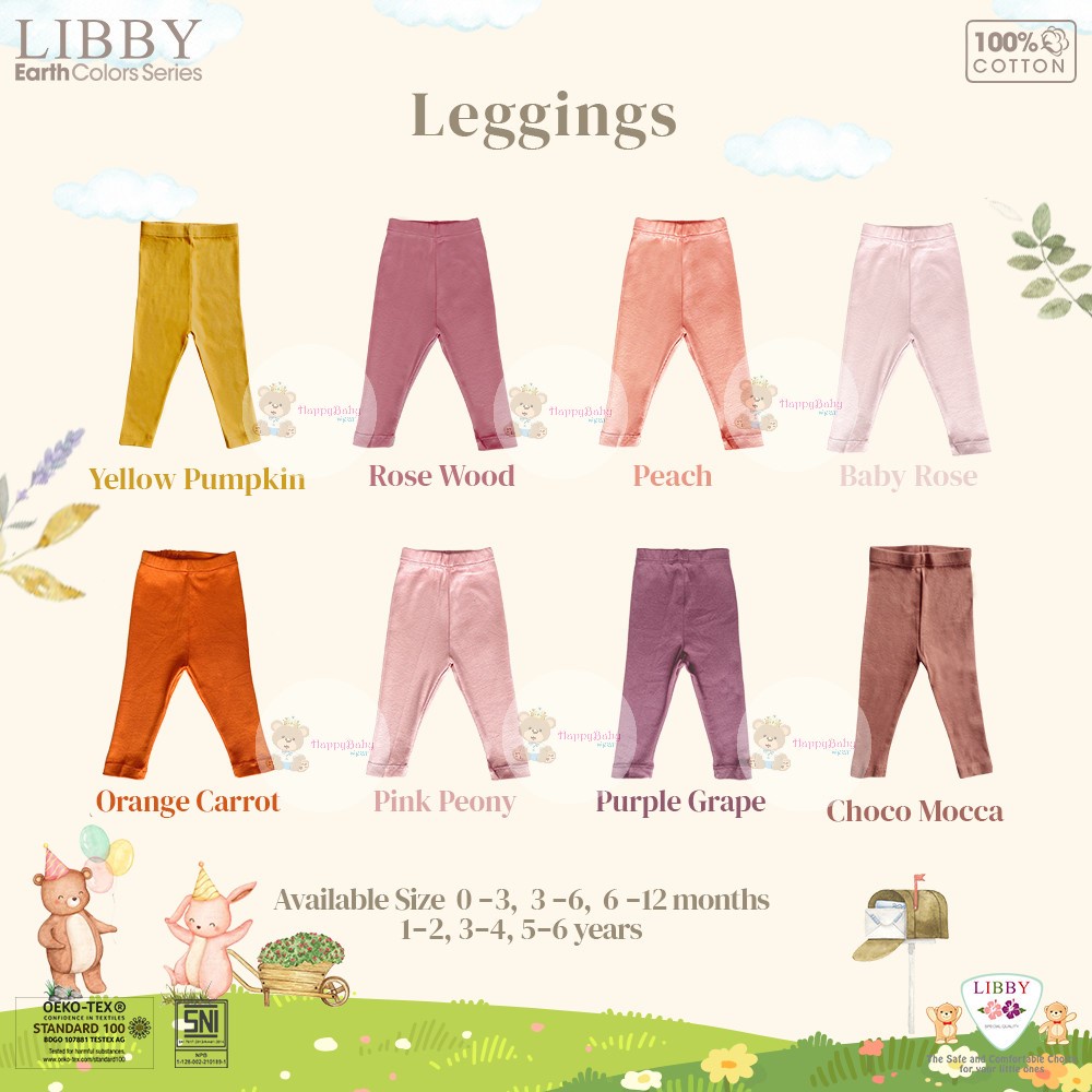 Libby 1 Pcs Legging Bayi Earth Color New Born / Anak 100% Cotton Libby Baby leging