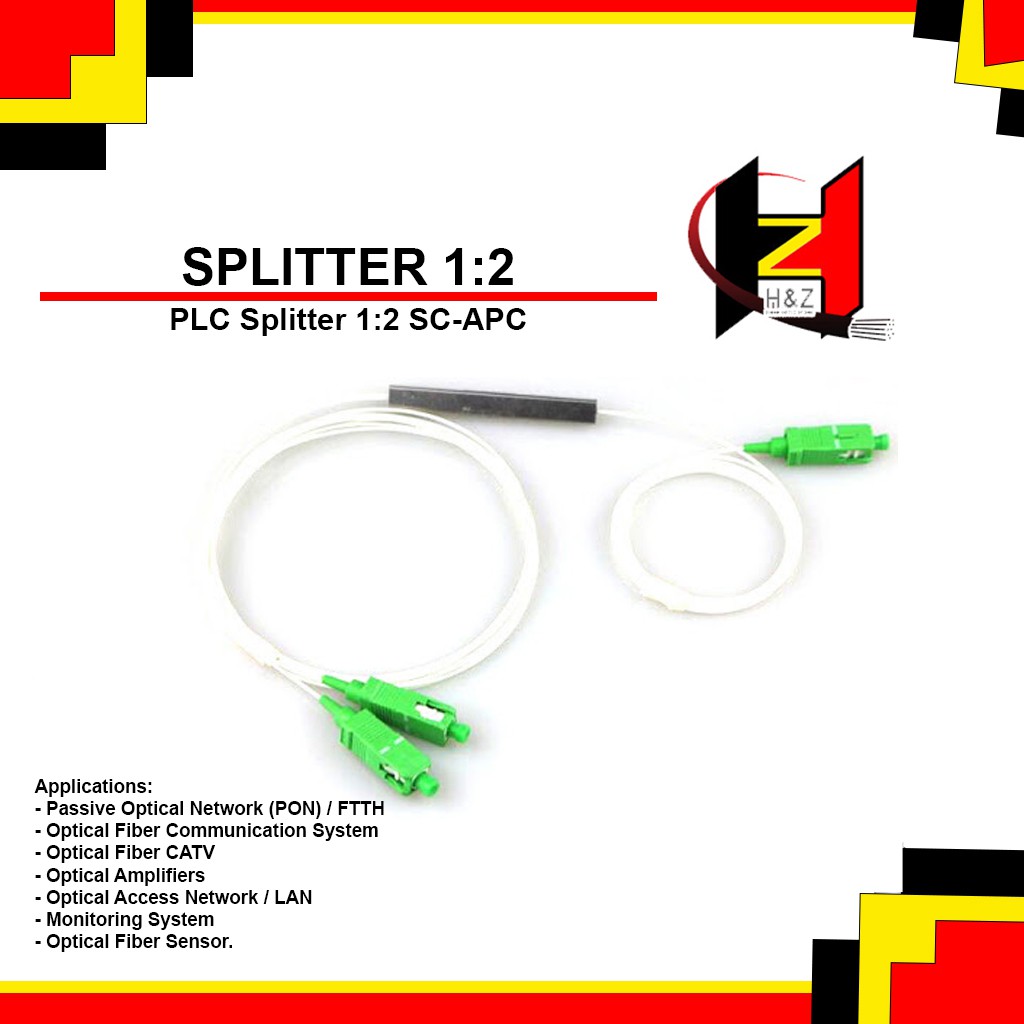 PLC Splitter 1:2 SC APC / Passive Splitter 1 2 SC APC Fiber Optik FTTH