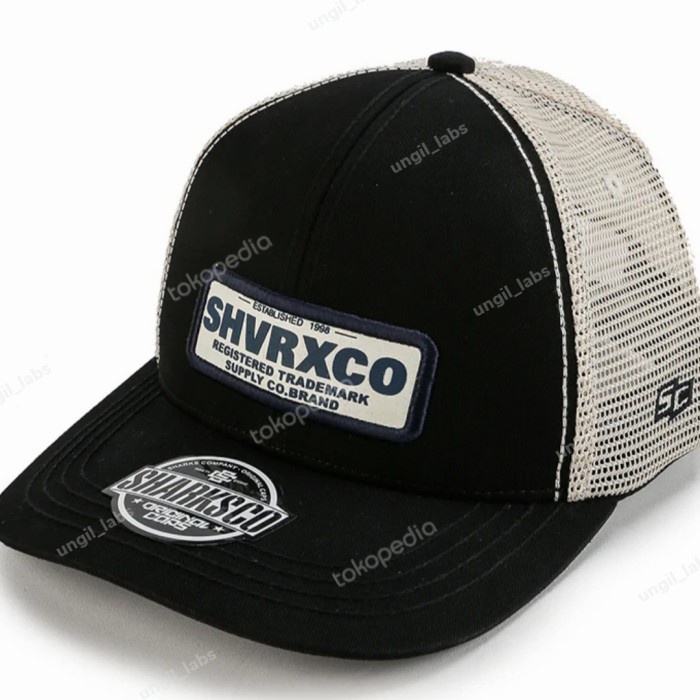 Topi Pria Topi Pria Sharks Original caps baseball trucker bahan denim kanvas(K7W5) Topi Pria Distro 