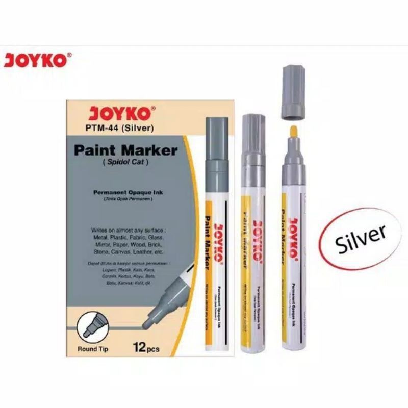 Spidol Paint Marker Joyko PTM-44 Warna Silver Spidol Permanent Paint Marker Joyko
