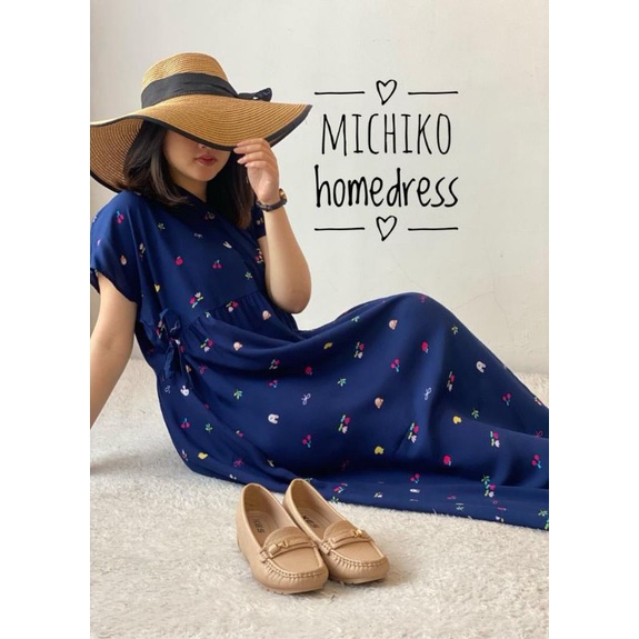 Michiko Home Dress| Daster Long Motif | Daster Rayon Premium | Dress Korea | Daster Kimono Kekinian 